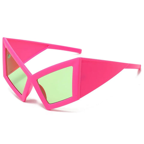 JNPCXI Übergroße Cat-Eye-Sonnenbrille – Roter Farbverlauf UV400 Unisex-Retro-Sonnenbrille mit weitem Bein