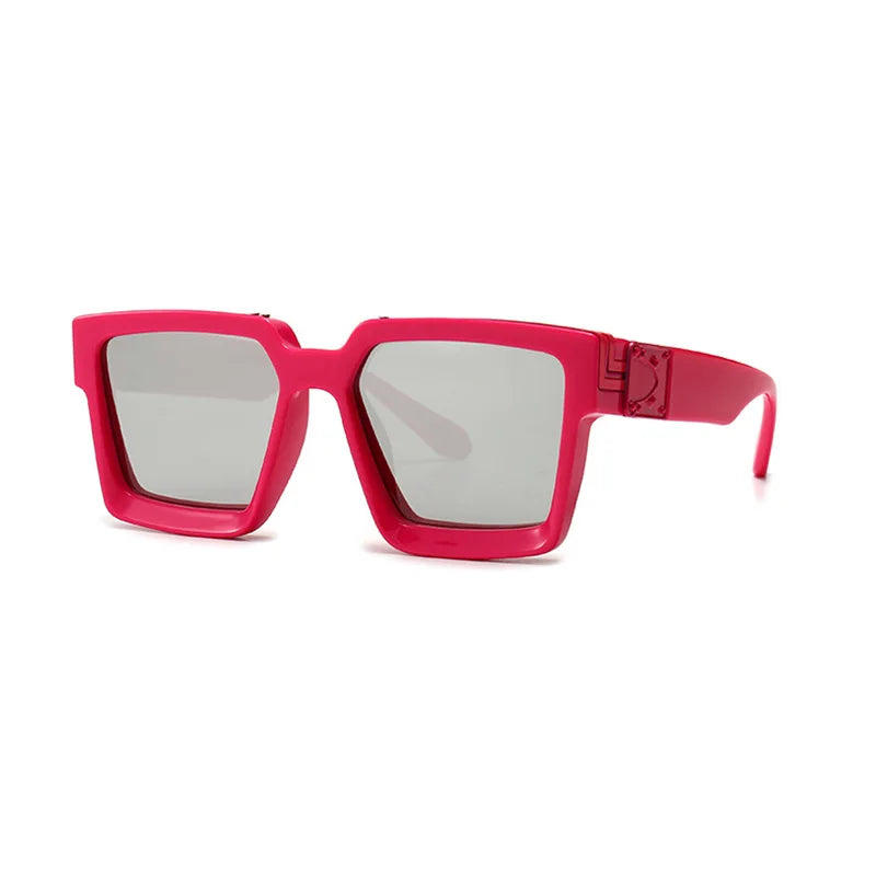 SHAUNA Retro Square Sunglasses – Candy-Color Silver Mirror UV400 Unisex Summer Shades