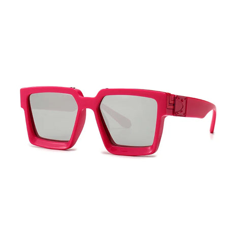 SHAUNA Retro Square Sunglasses – Candy-Color Silver Mirror UV400 Unisex Summer Shades