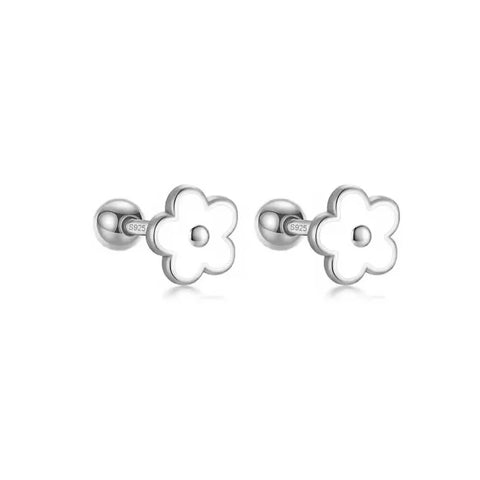 WANTME 925 Sterling Silver Flower Screw Bead Stud Earrings