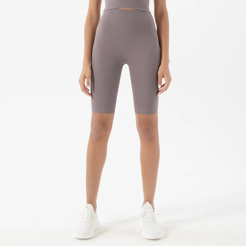SOISOU Nylon Women's High Waist Gym Shorts - Breathable & Comfortable