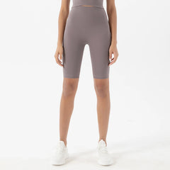 SOISOU Nylon Women's High Waist Gym Shorts - Breathable & Comfortable