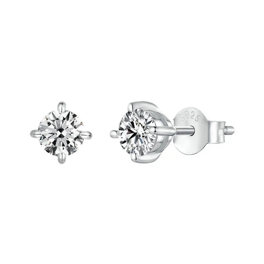 BAMOER Simple Moissanite Stud Earrings – 925 Sterling Silver