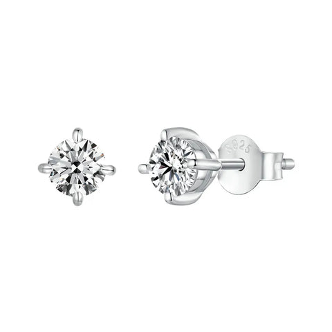 BAMOER Simple Moissanite Stud Earrings – 925 Sterling Silver