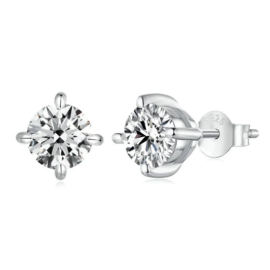 BAMOER Simple Moissanite Stud Earrings – 925 Sterling Silver