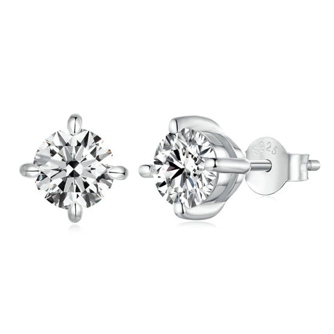 BAMOER Simple Moissanite Stud Earrings – 925 Sterling Silver