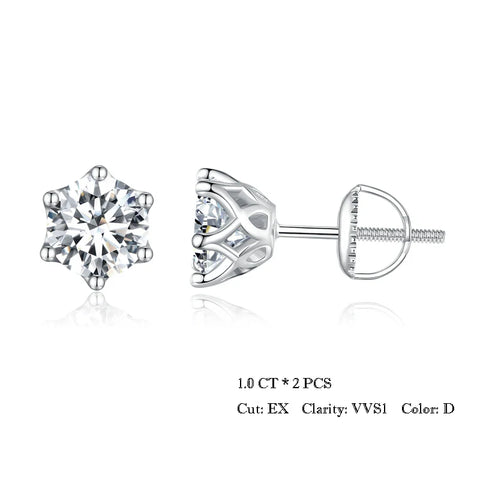 BAMOER Moissanite Stud Earrings – S925 Silver Round Cut