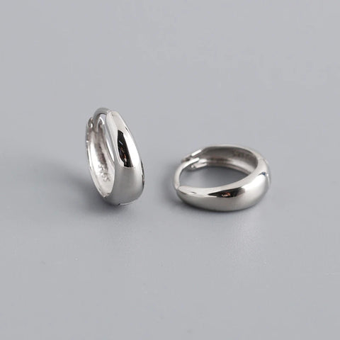 WANTME 925 Sterling Silver Wide Huggies Gothic Hoop Earrings