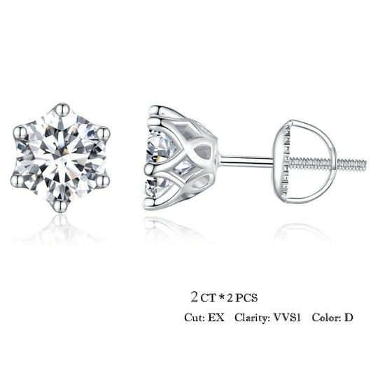 BAMOER Moissanite Stud Earrings – S925 Silver Round Cut