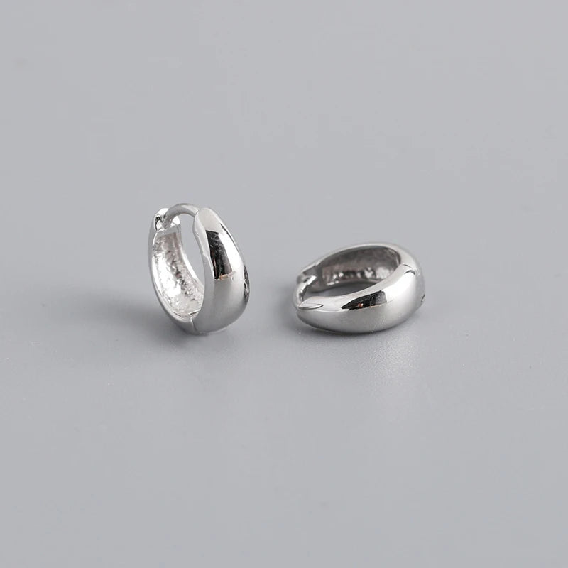 WANTME 925 Sterling Silver Wide Huggies Gothic Hoop Earrings