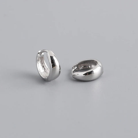 WANTME 925 Sterling Silver Wide Huggies Gothic Hoop Earrings