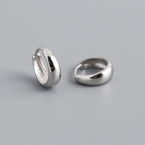 WANTME 925 Sterling Silver Wide Huggies Gothic Hoop Earrings