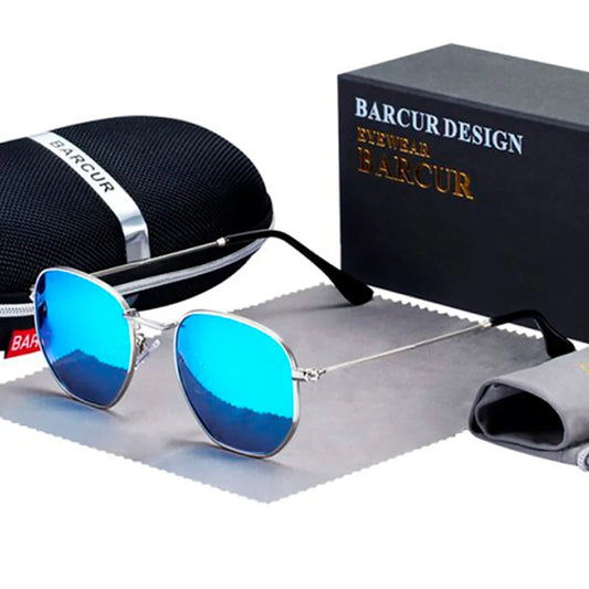 BARCUR Retro Reflecterende Zonnebril – Minimalistische Unisex Bril van Roestvrij Staal