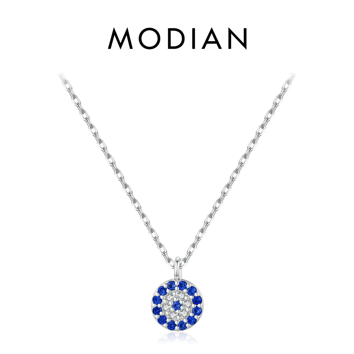 MODIAN Blauwe Oogketting - 925 Sterling Zilver