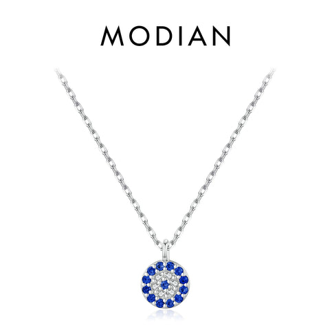 MODIAN Blauwe Oogketting - 925 Sterling Zilver