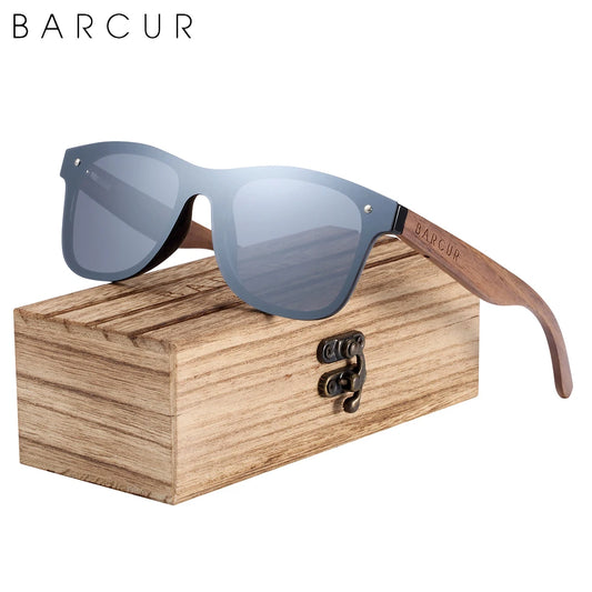 BARCUR Zwarte Walnoot Houten Zonnebril – Gepolariseerd UV400 Unisex
