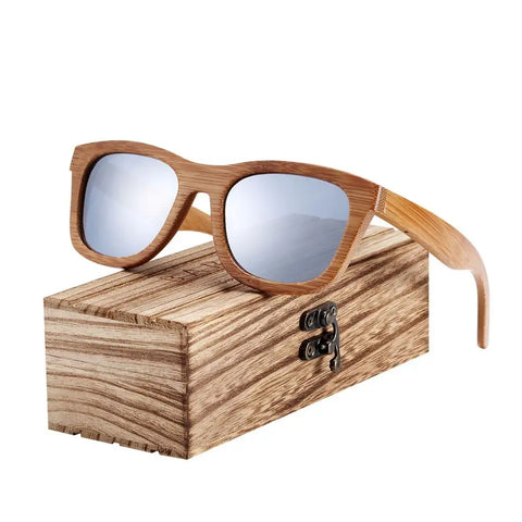 BARCUR Retro Bamboe Gepolariseerde Zonnebril – Handgemaakte Houten UV400 Unisex Zonnebrillen