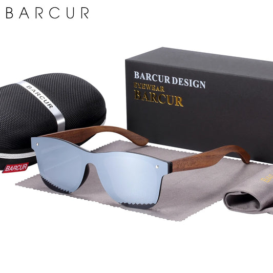 BARCUR Zwarte Walnoot Houten Zonnebril – Gepolariseerd UV400 Unisex