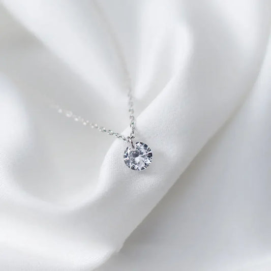 INZATT OL Cute Geometric Round Zircon Choker Pendant Necklace