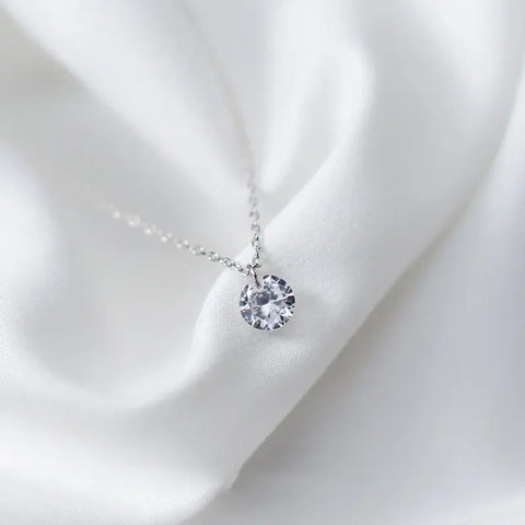 INZATT OL Cute Geometric Round Zircon Choker Pendant Necklace