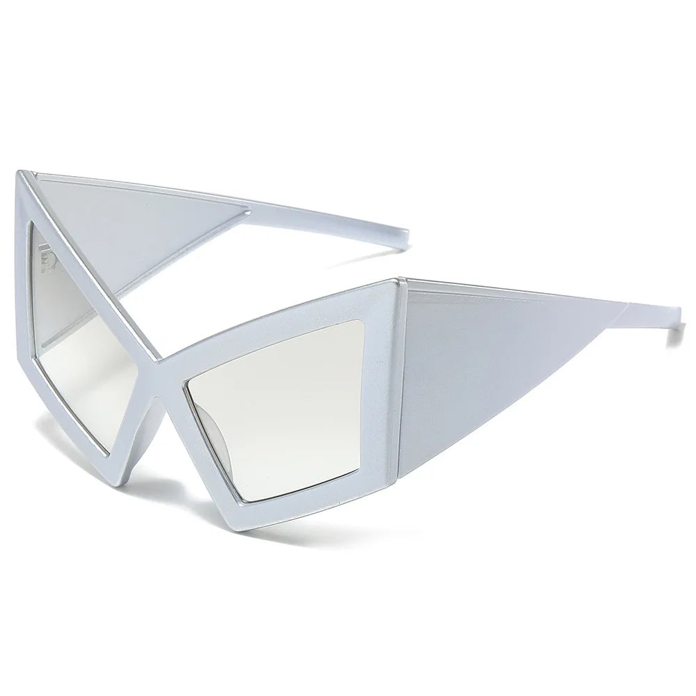 JNPCXI Übergroße Cat-Eye-Sonnenbrille – Roter Farbverlauf UV400 Unisex-Retro-Sonnenbrille mit weitem Bein
