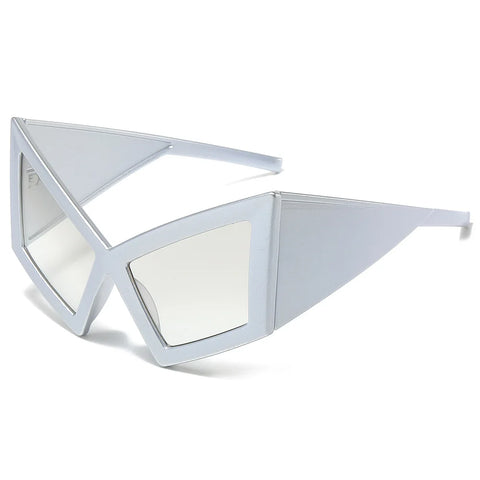 JNPCXI Übergroße Cat-Eye-Sonnenbrille – Roter Farbverlauf UV400 Unisex-Retro-Sonnenbrille mit weitem Bein
