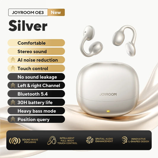 Joyroom Wireless Clip-On Earbuds with Auto L-R Recognition & Omni Tap Control for Immersive Sound