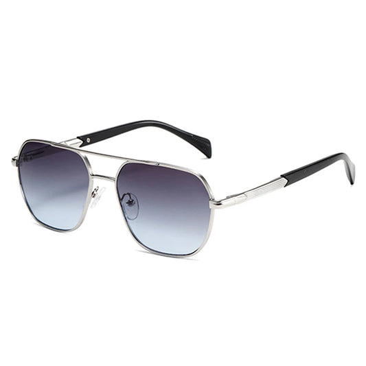 SHAUNA Retro Dubbele Brug Vierkante Zonnebril – Gradiënt UV400 Unisex Buitenzonwering