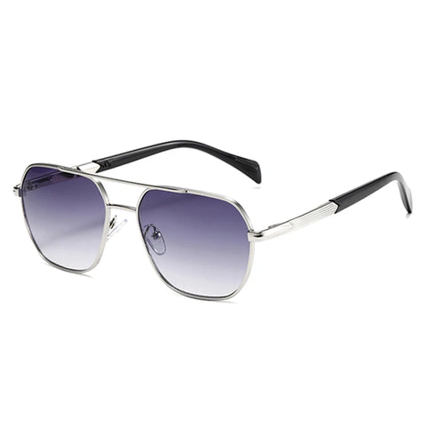 SHAUNA Retro Dubbele Brug Vierkante Zonnebril – Gradiënt UV400 Unisex Buitenzonwering