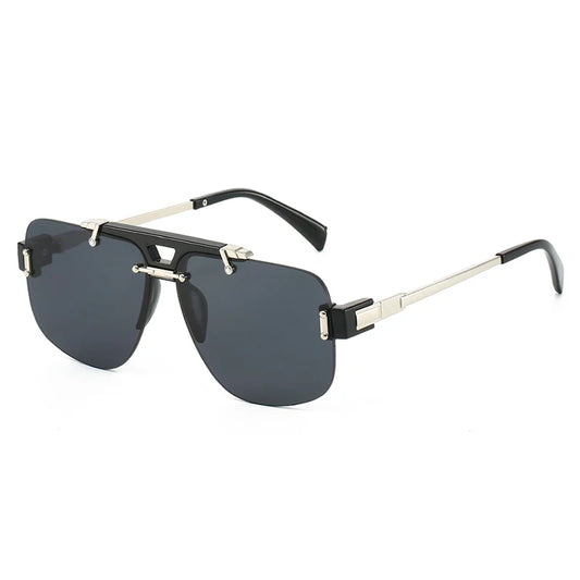 SHAUNA Vierkante Randloze Zonnebril – Heldere Oceaan Gradiënt Lens UV400 Unisex Retro Rivet Shades