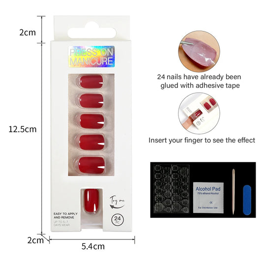 VITAGWX 24pcs Solid Color Press on Nails