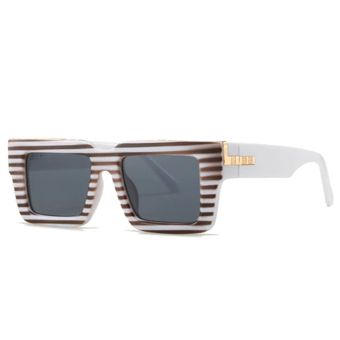 SHAUNA Retro Vierkante Zonnebril – Luipaard Gradiënt UV400 Unisex Zonnebrillen