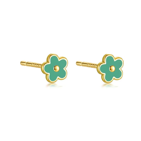 WANTME 925 Sterling Silver Flower Screw Bead Stud Earrings