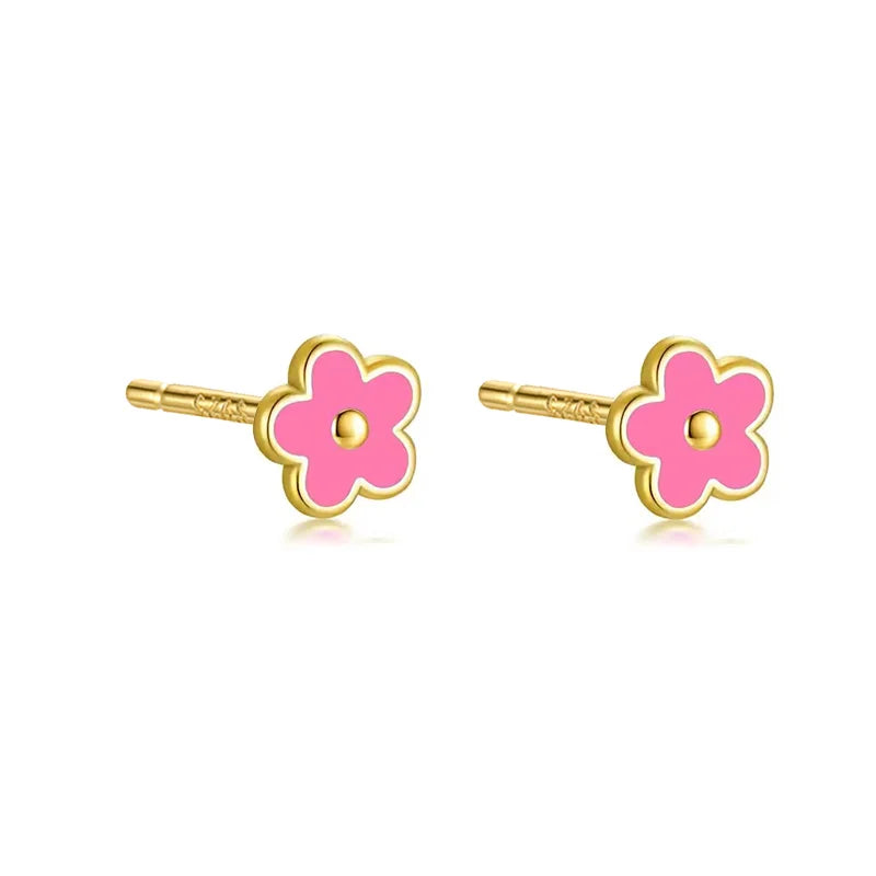 WANTME 925 Sterling Silver Flower Screw Bead Stud Earrings