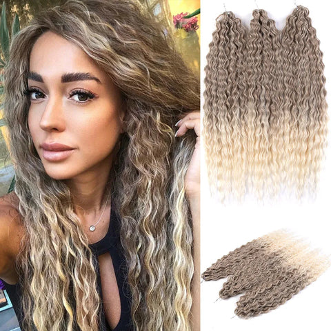 Ariel Curl Ombre Blonde Pink 22 Inch Deep Wave Crochet Hair