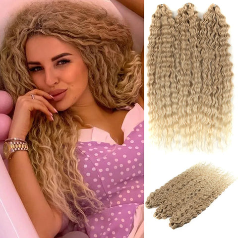 Ariel Curl Ombre Blonde Pink 22 Inch Deep Wave Crochet Hair