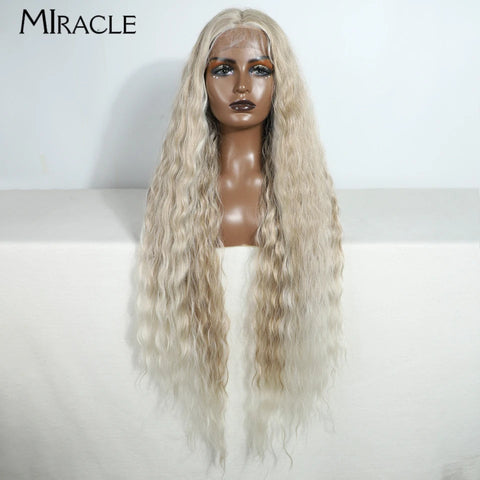 MIRACLE Curly Wigs Synthetic Lace Front Wig 40 Inch