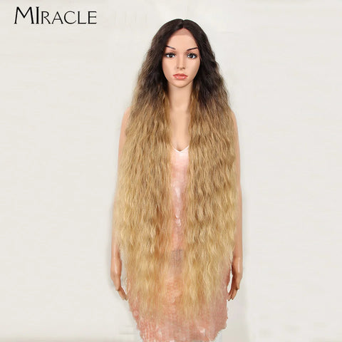 MIRACLE Curly Wigs Synthetic Lace Front Wig 40 Inch