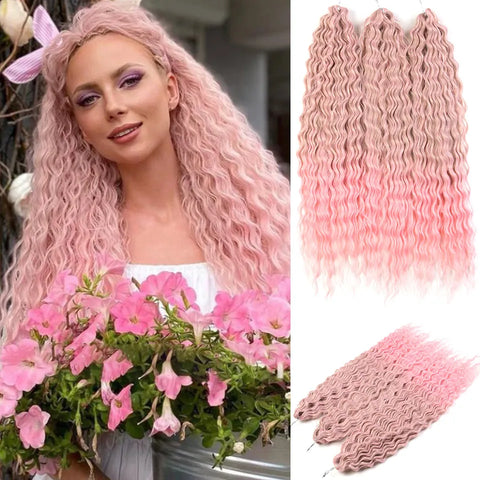 Ariel Curl Ombre Blonde Pink 22 Inch Deep Wave Crochet Hair