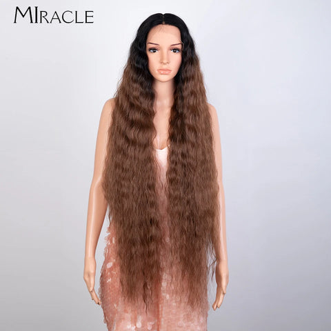 MIRACLE Curly Wigs Synthetic Lace Front Wig 40 Inch