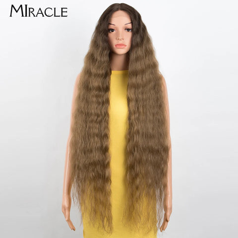 MIRACLE Curly Wigs Synthetic Lace Front Wig 40 Inch