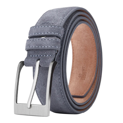 Sude Plaid Cow Leather Belt – Classic Pin Buckle Unisex Design