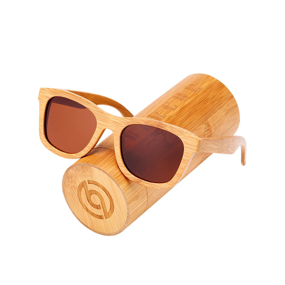BARCUR Retro Bamboe Gepolariseerde Zonnebril – Handgemaakte Houten UV400 Unisex Zonnebrillen