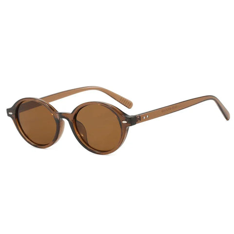 JNPCXI Retro Kleine Ovale Zonnebril – Luipaard Candy-Kleur UV400 Unisex Rivet Punk Shades