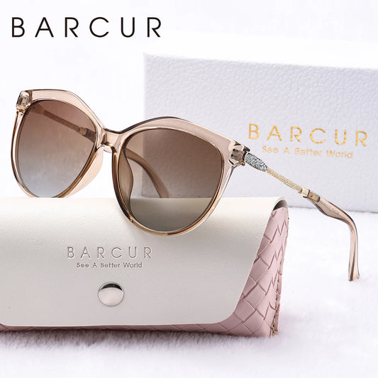 BARCUR Ronde Cat-Eye Gepolariseerde Zonnebril – Ultralichte UV400 Dameszonnebril met Geschenkdoos