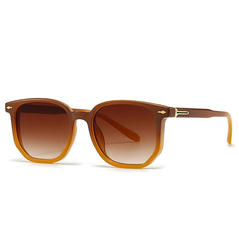 SHAUNA Polygon Square Gradient Zonnebril – Vintage Rivet UV400 Unisex Zonnebrillen