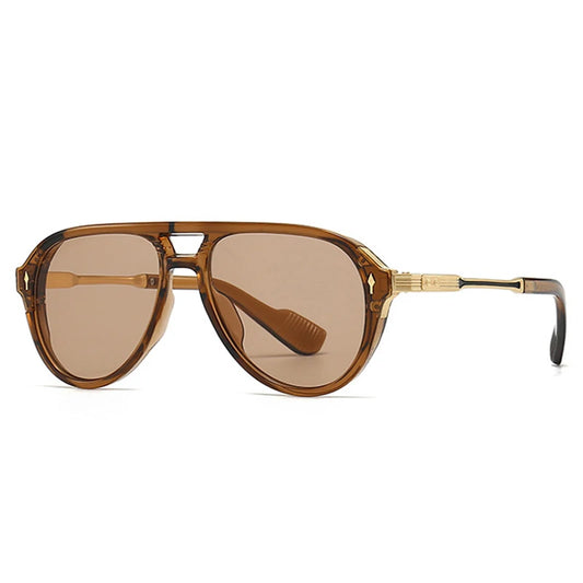 SHAUNA Retro pilotenzonnebril met dubbele brug - UV400 unisex luxe zonnebril met klinknagels