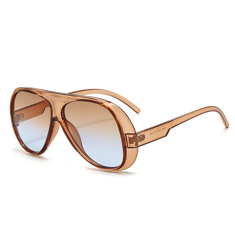 SHAUNA Oversized Pilotenzonnebril – Retro Gradient Mirror UV400 Unisex Zonnebrillen