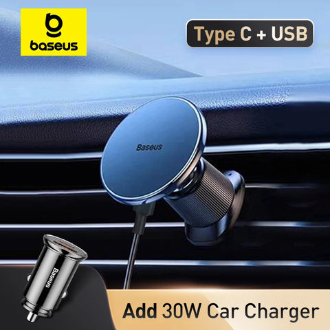 Baseus Magnetic Wireless Car Charger - 15W Fast Charging Mount for iPhone 16/15/14/13
