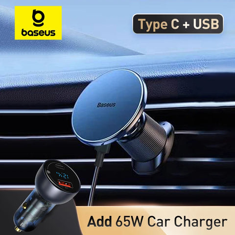 Baseus Magnetic Wireless Car Charger Holder - 15W Fast Charging for iPhone 16/15/14/13